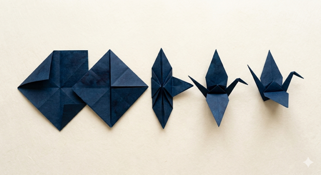 Origami crane folding sequence — the art of transformation